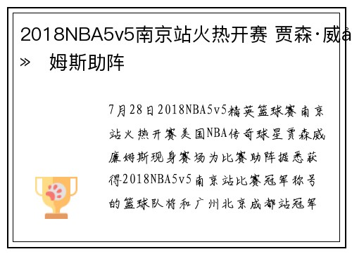 2018NBA5v5南京站火热开赛 贾森·威廉姆斯助阵